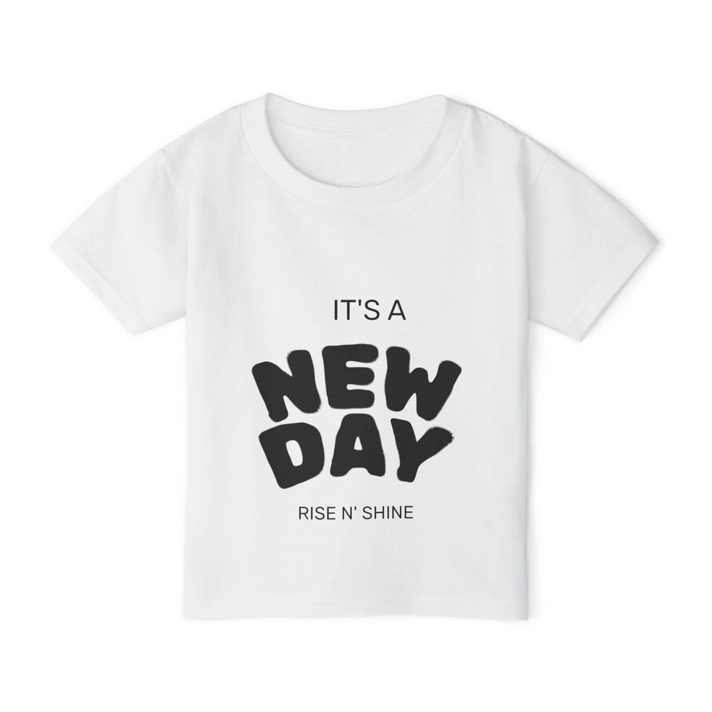 Toddler T-Shirt — "It's a New Day" Retro Bubble Letter Rise N' Shine Tee