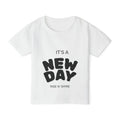 Toddler T-Shirt — "It's a New Day" Retro Bubble Letter Rise N' Shine Tee