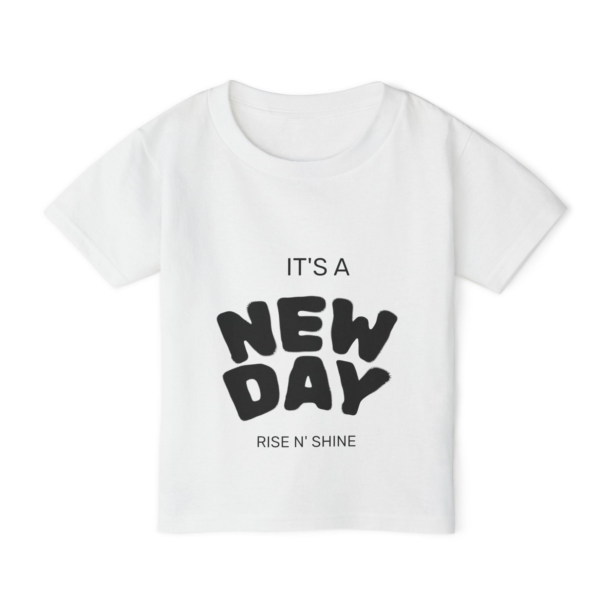 Toddler T-Shirt — "It's a New Day" Retro Bubble Letter Rise N' Shine Tee