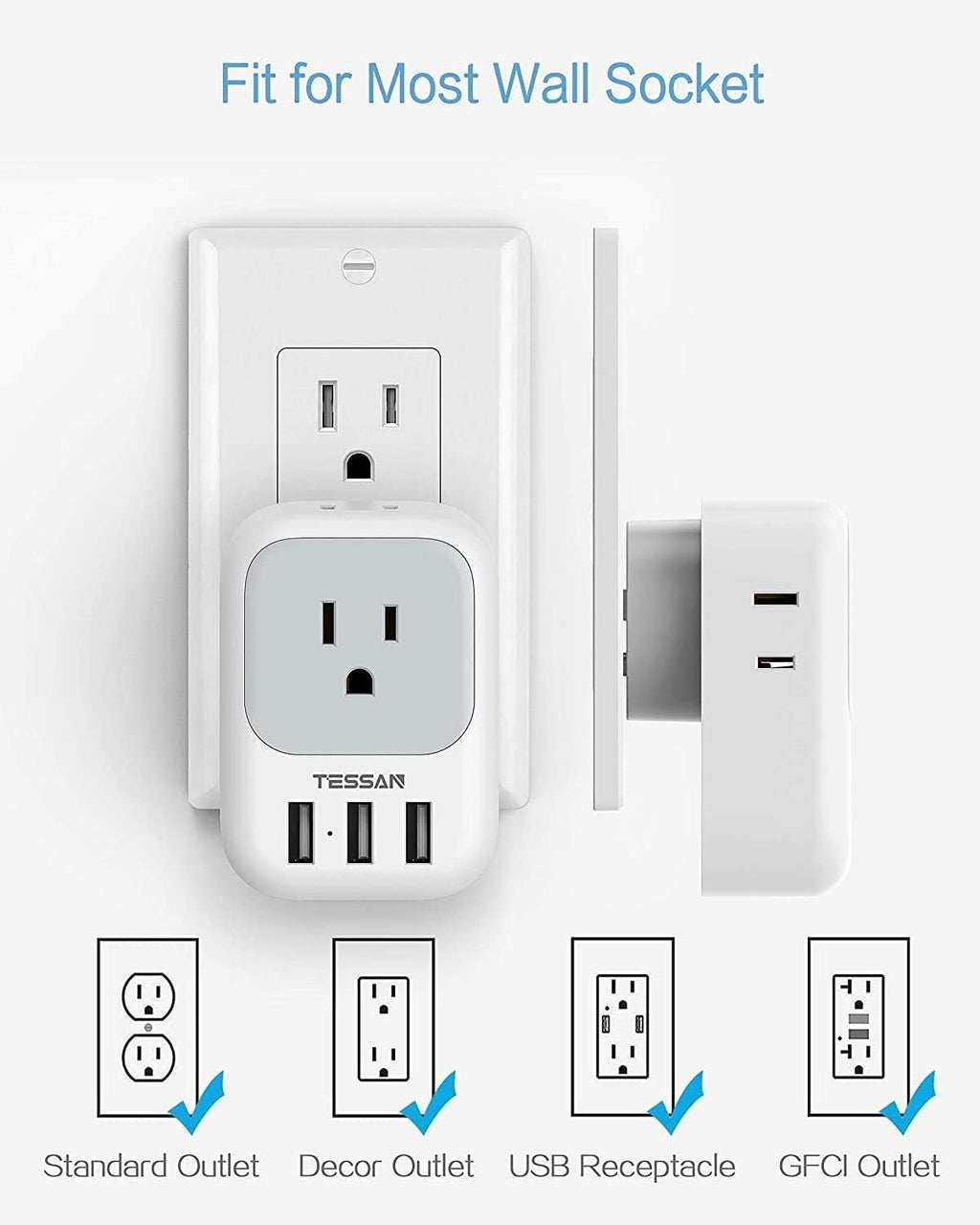 Multi Plug Outlet Extender with USB