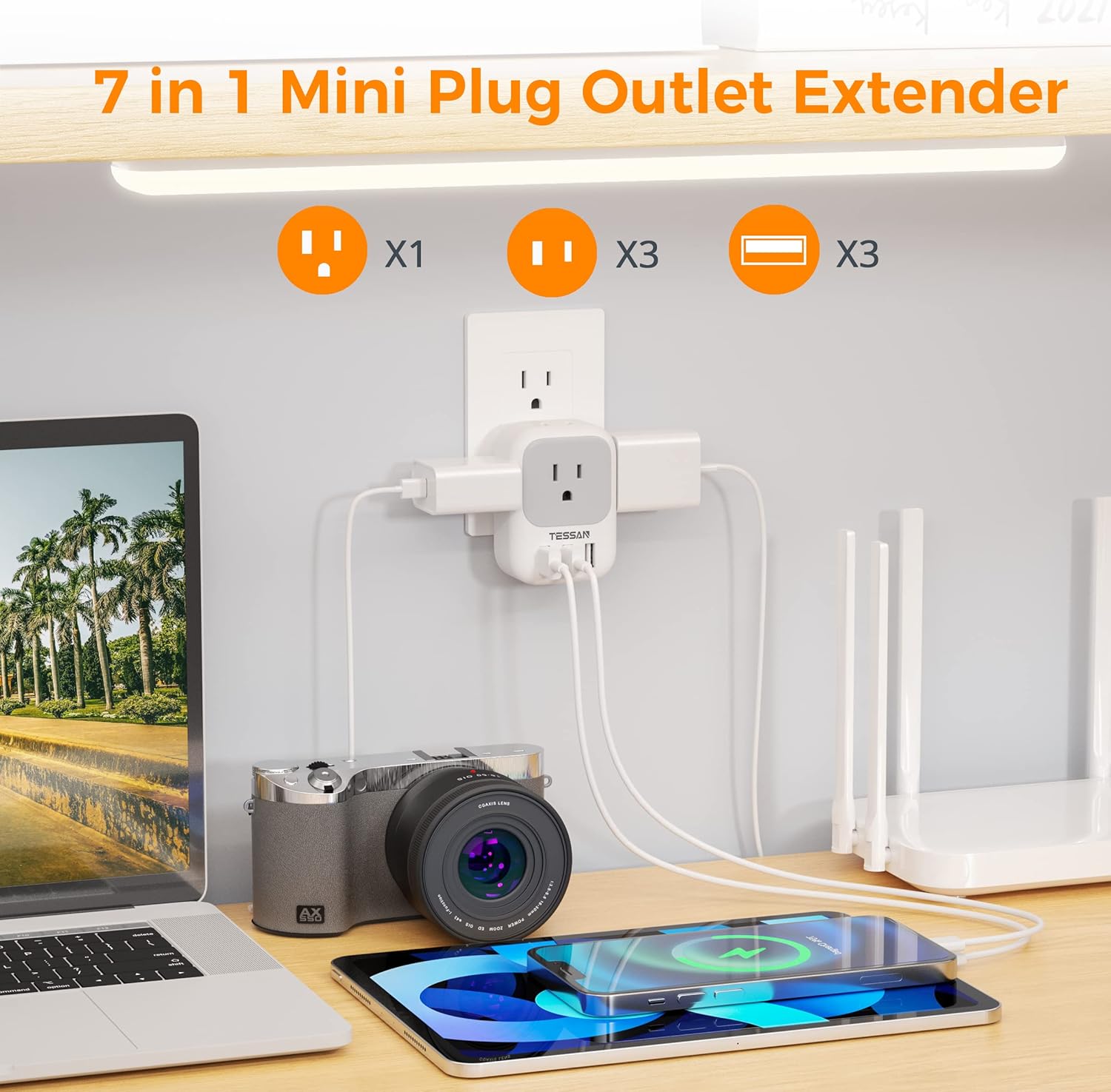 Multi Plug Outlet Extender with USB