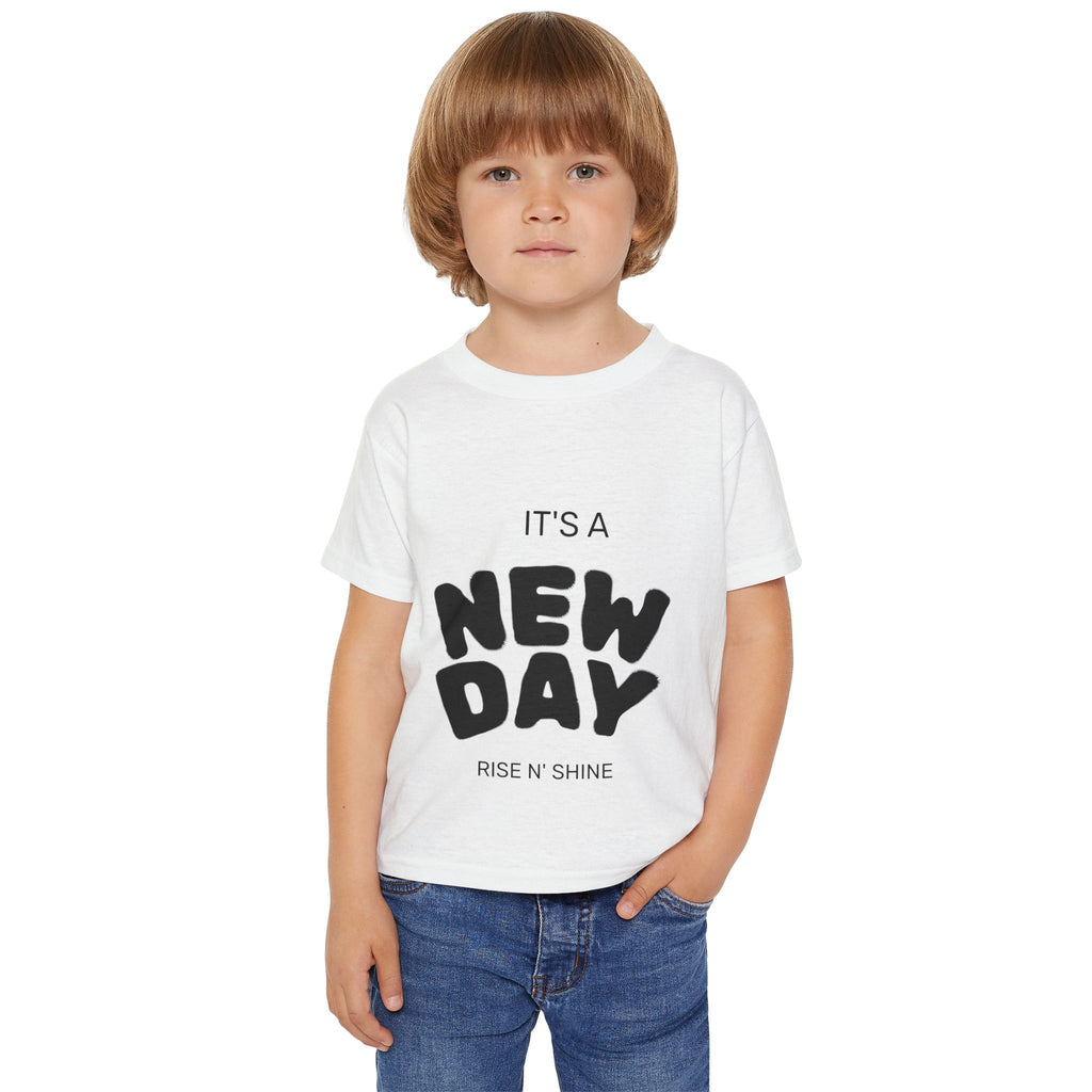 Toddler T-Shirt — "It's a New Day" Retro Bubble Letter Rise N' Shine Tee