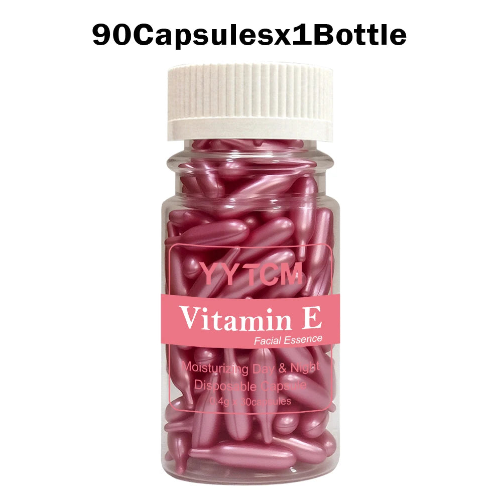 Cápsulas de Suero de Vitamina E, Cápsulas de Esencia de Un Solo Uso, Hidratantes y Humectantes para la Piel Facial, 90 Cápsulas/Botella - 1 Botella