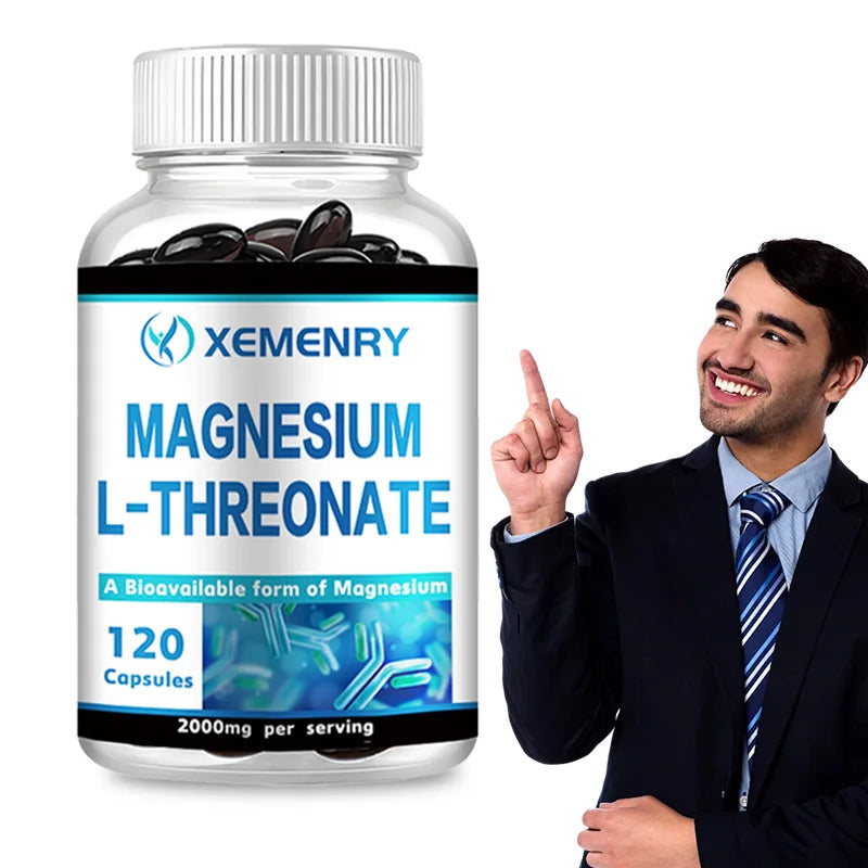 Cápsulas de l-threonato de magnesio, soporte biodisponible para el sueño y la función cognitiva, 120 cápsulas