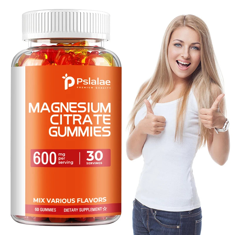 Citrato de magnesio-músculo, hueso, corazón, metabolismo y función de los nervios, alivio de la fatiga-60 gomitas