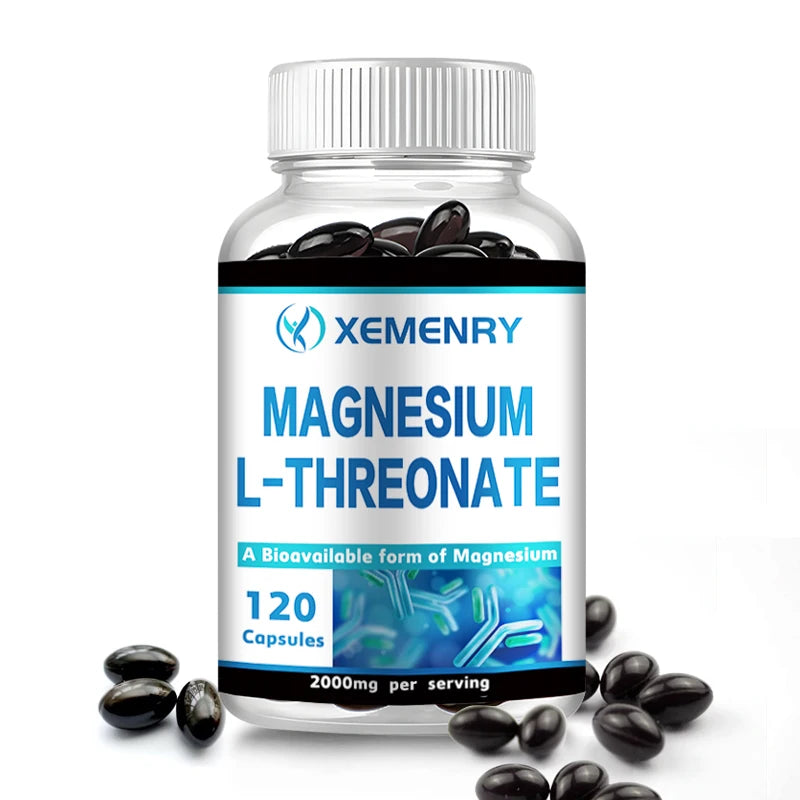 Cápsulas de l-threonato de magnesio, soporte biodisponible para el sueño y la función cognitiva, 120 cápsulas