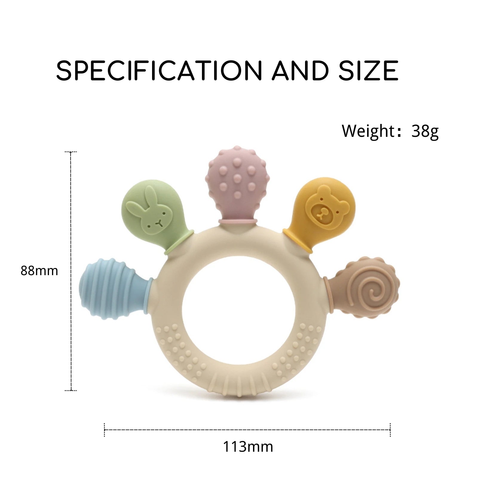 Erduo-mordedor de silicona para bebé, juguetes para la dentición y la ansiedad, 0 a 12 meses, cuentas para masticar, chupete sensorial para aliviar las encías