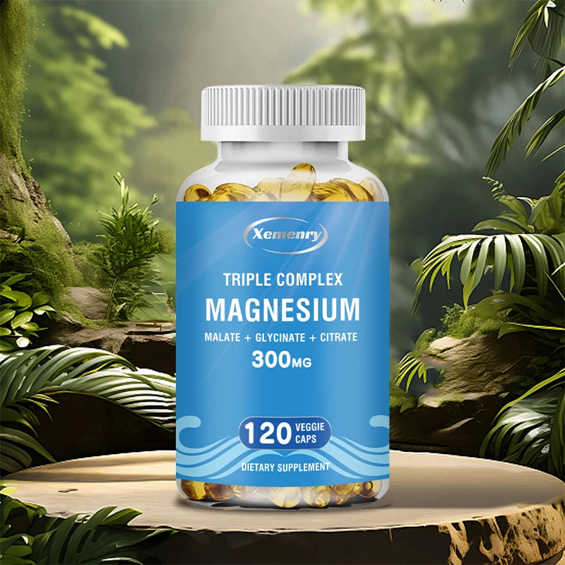 Complejo triple de magnesio - Apoya la salud del sistema muscular, óseo, cardiovascular y nervioso - 120 cápsulas