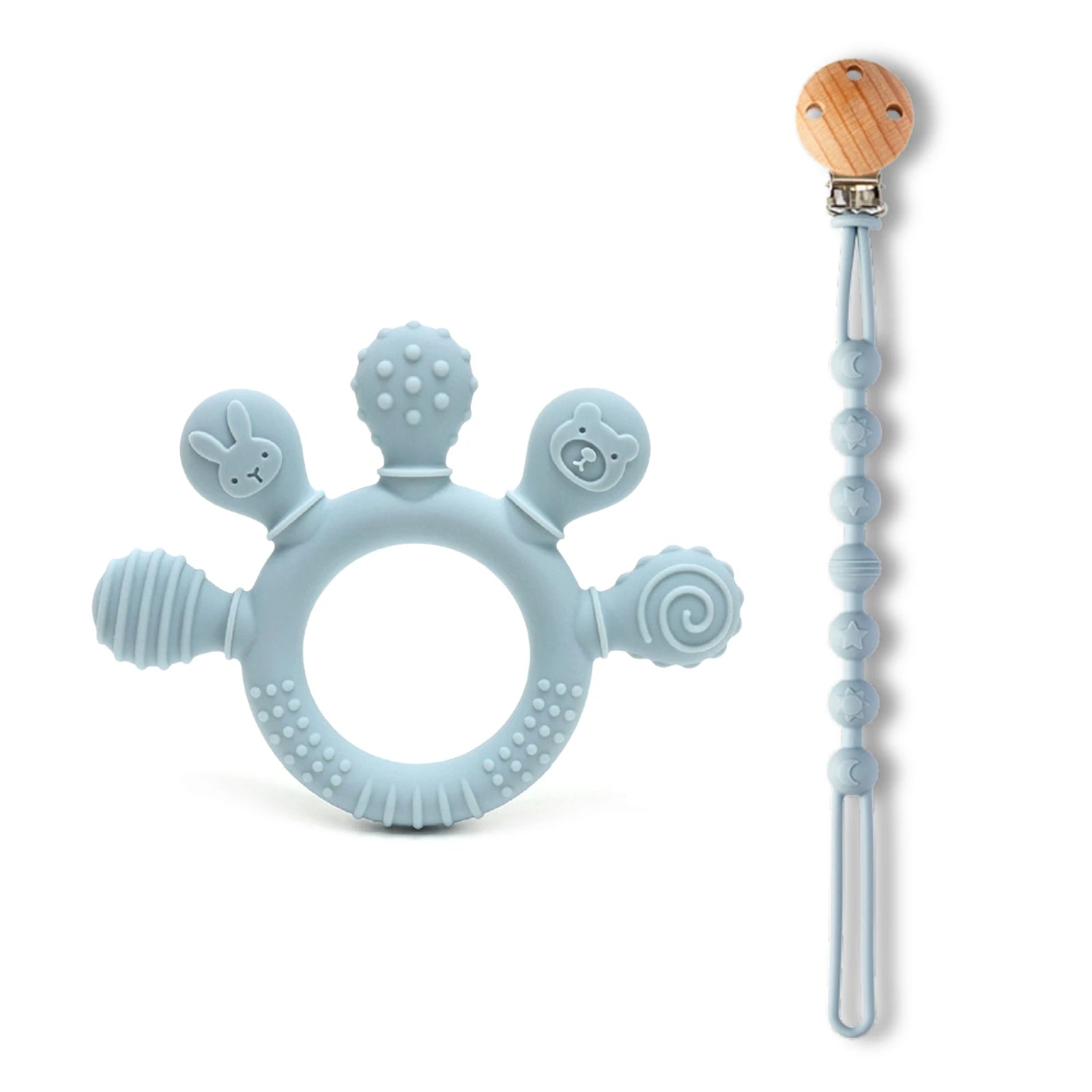Erduo-mordedor de silicona para bebé, juguetes para la dentición y la ansiedad, 0 a 12 meses, cuentas para masticar, chupete sensorial para aliviar las encías