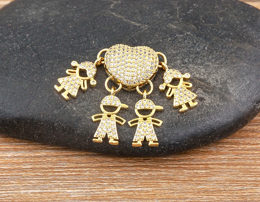 AIBEF forma de corazón 4 niños y niñas cobre CZ collar mujeres cristal niños y día de la madre aniversario colgante joyería regalo