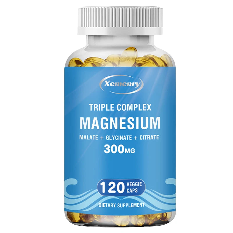 Complejo triple de magnesio - Apoya la salud del sistema muscular, óseo, cardiovascular y nervioso - 120 cápsulas