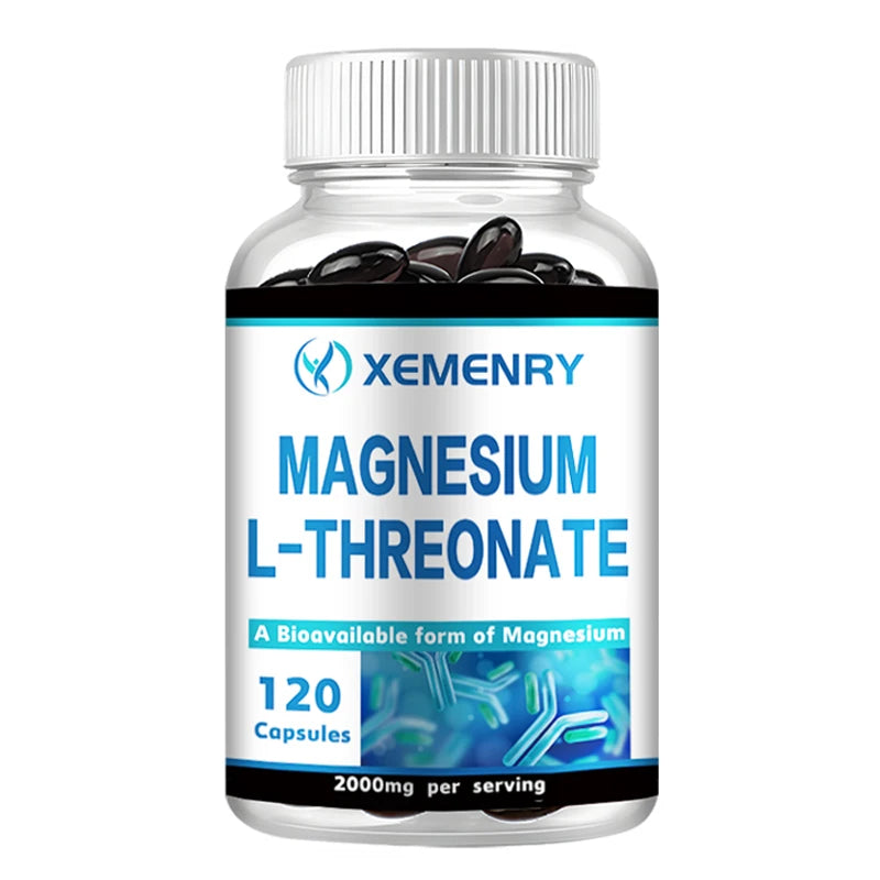 Cápsulas de l-threonato de magnesio, soporte biodisponible para el sueño y la función cognitiva, 120 cápsulas