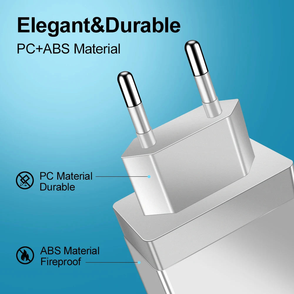 Cargador USB 3A, 4 puertos USB, carga rápida 3,0, enchufe UE EE. UU., cargador de teléfono móvil, adaptador de pared, carga rápida portátil para iPhone 16 Pro