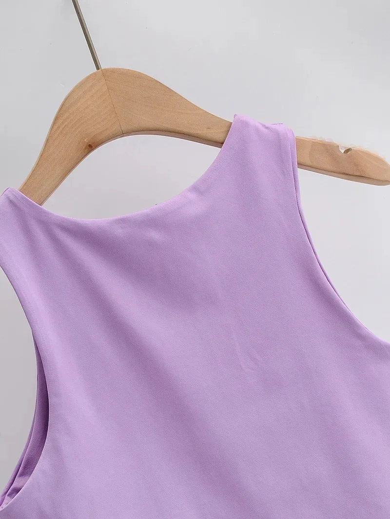 Camisetas ajustadas sexis para mujer, camisetas sin mangas con cuello redondo y doble nailon para mujer, camisetas sin mangas de buena calidad en 6 colores 2023