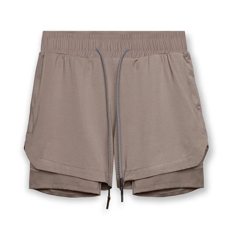 Wholesale 2 in 1 Tight Compression Fitness Shorts With Towel Loop Men Custom Logo Workout Running Gym Shorts