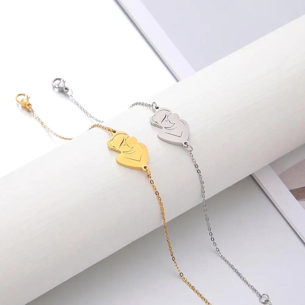 Unift Pulsera de cadena de acero inoxidable para mujeres embarazadas, brazalete con colgante para niños, papá, mamá, a la moda, regalo para el día de la madre， pulseras mujer