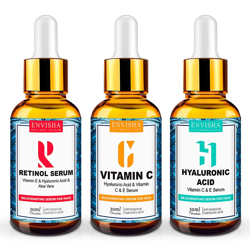 ENVISHA-suero Facial para el cuidado de la piel, vitamina C, ácido hialurónico, Retinol, esencia Facial, antiarrugas, envejecimiento, blanqueamiento, reducción de poros, Belleza