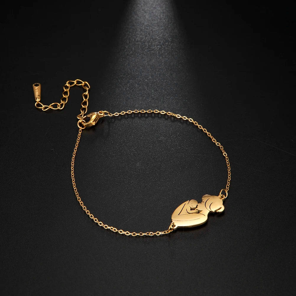 Unift Pulsera de cadena de acero inoxidable para mujeres embarazadas, brazalete con colgante para niños, papá, mamá, a la moda, regalo para el día de la madre， pulseras mujer