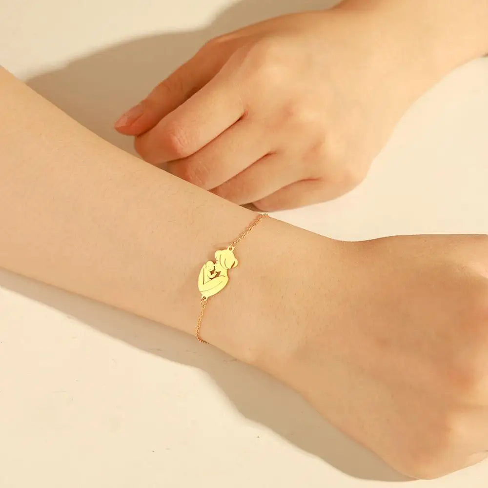 Unift Pulsera de cadena de acero inoxidable para mujeres embarazadas, brazalete con colgante para niños, papá, mamá, a la moda, regalo para el día de la madre， pulseras mujer