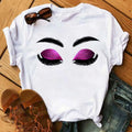 Maycaur moda gráfica mujeres Tops estampado de pestañas Kawaii pestañas mujeres camiseta divertida maquillaje estético camisa Camisas Mujer