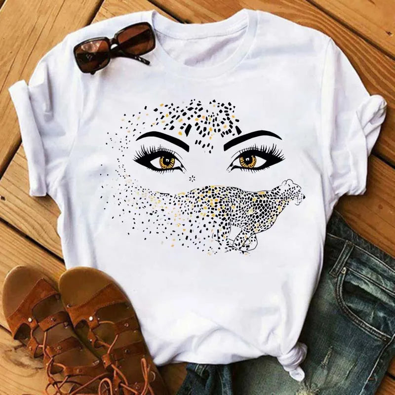 Maycaur moda gráfica mujeres Tops estampado de pestañas Kawaii pestañas mujeres camiseta divertida maquillaje estético camisa Camisas Mujer