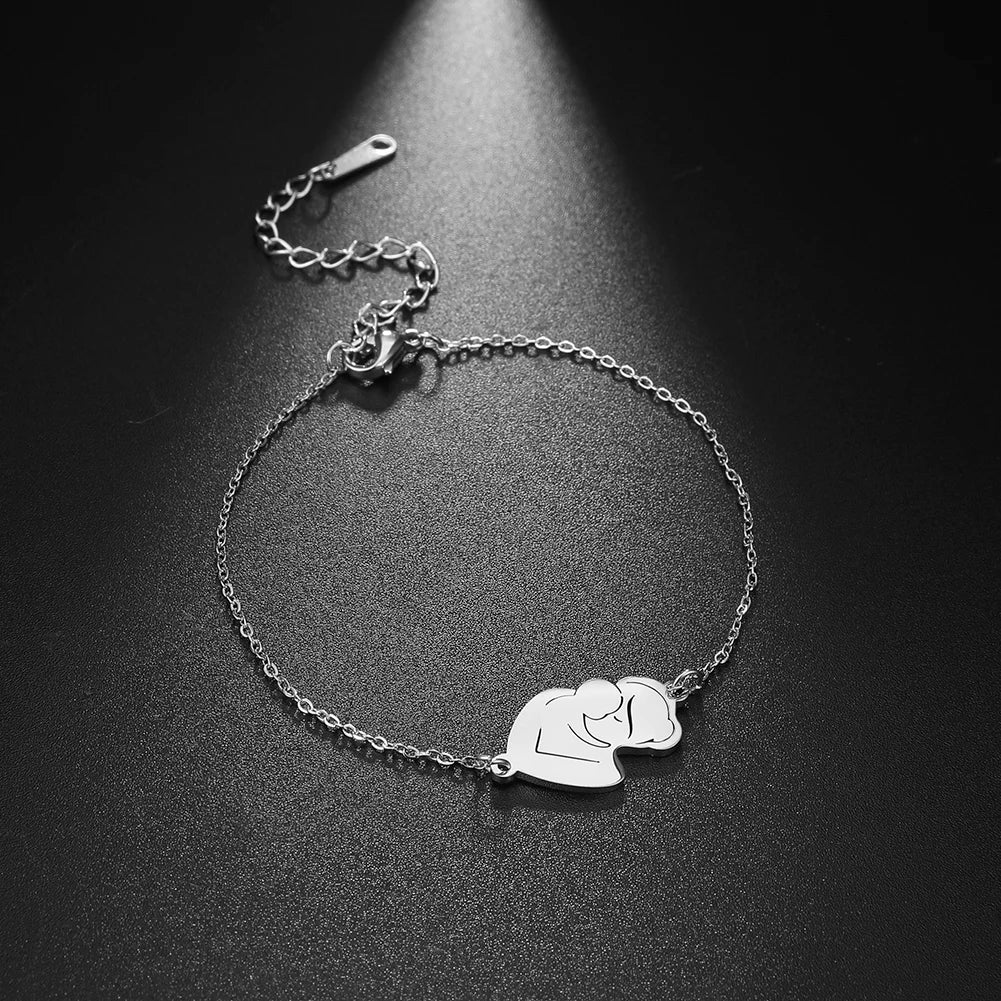 Unift Pulsera de cadena de acero inoxidable para mujeres embarazadas, brazalete con colgante para niños, papá, mamá, a la moda, regalo para el día de la madre， pulseras mujer