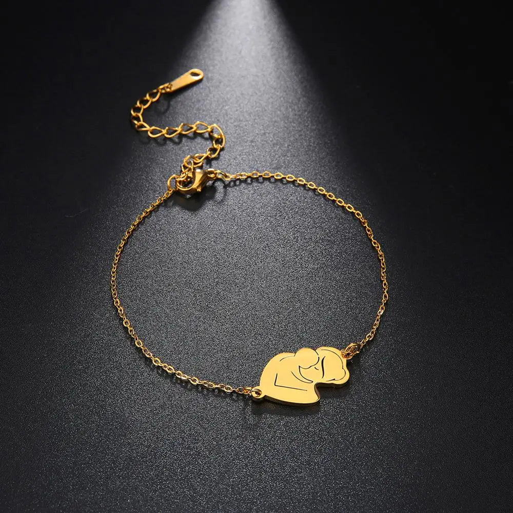Unift Pulsera de cadena de acero inoxidable para mujeres embarazadas, brazalete con colgante para niños, papá, mamá, a la moda, regalo para el día de la madre， pulseras mujer