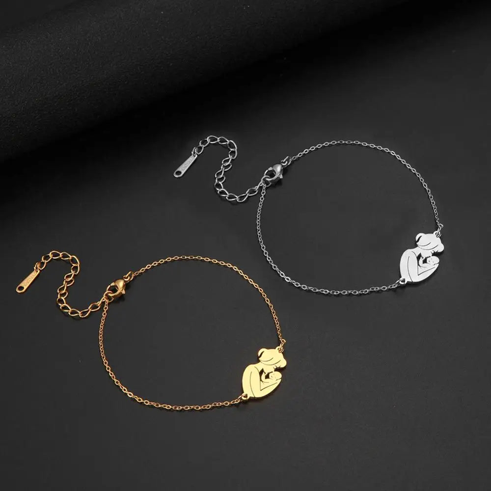 Unift Pulsera de cadena de acero inoxidable para mujeres embarazadas, brazalete con colgante para niños, papá, mamá, a la moda, regalo para el día de la madre， pulseras mujer