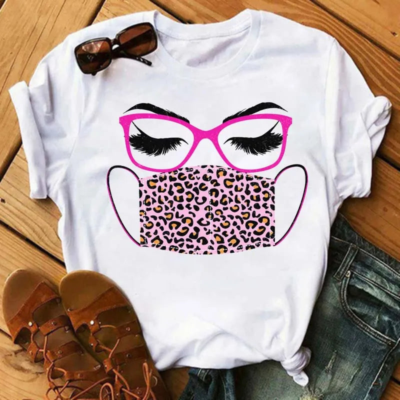 Maycaur moda gráfica mujeres Tops estampado de pestañas Kawaii pestañas mujeres camiseta divertida maquillaje estético camisa Camisas Mujer