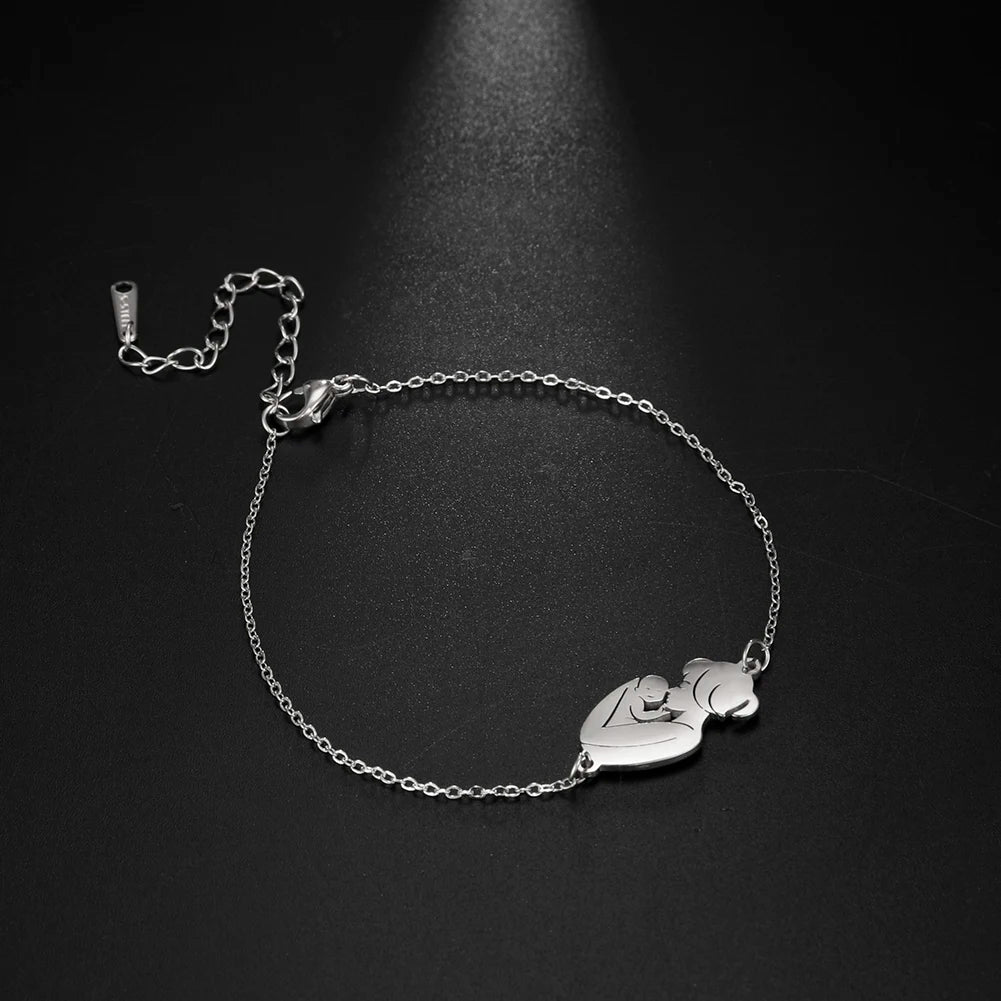 Unift Pulsera de cadena de acero inoxidable para mujeres embarazadas, brazalete con colgante para niños, papá, mamá, a la moda, regalo para el día de la madre， pulseras mujer