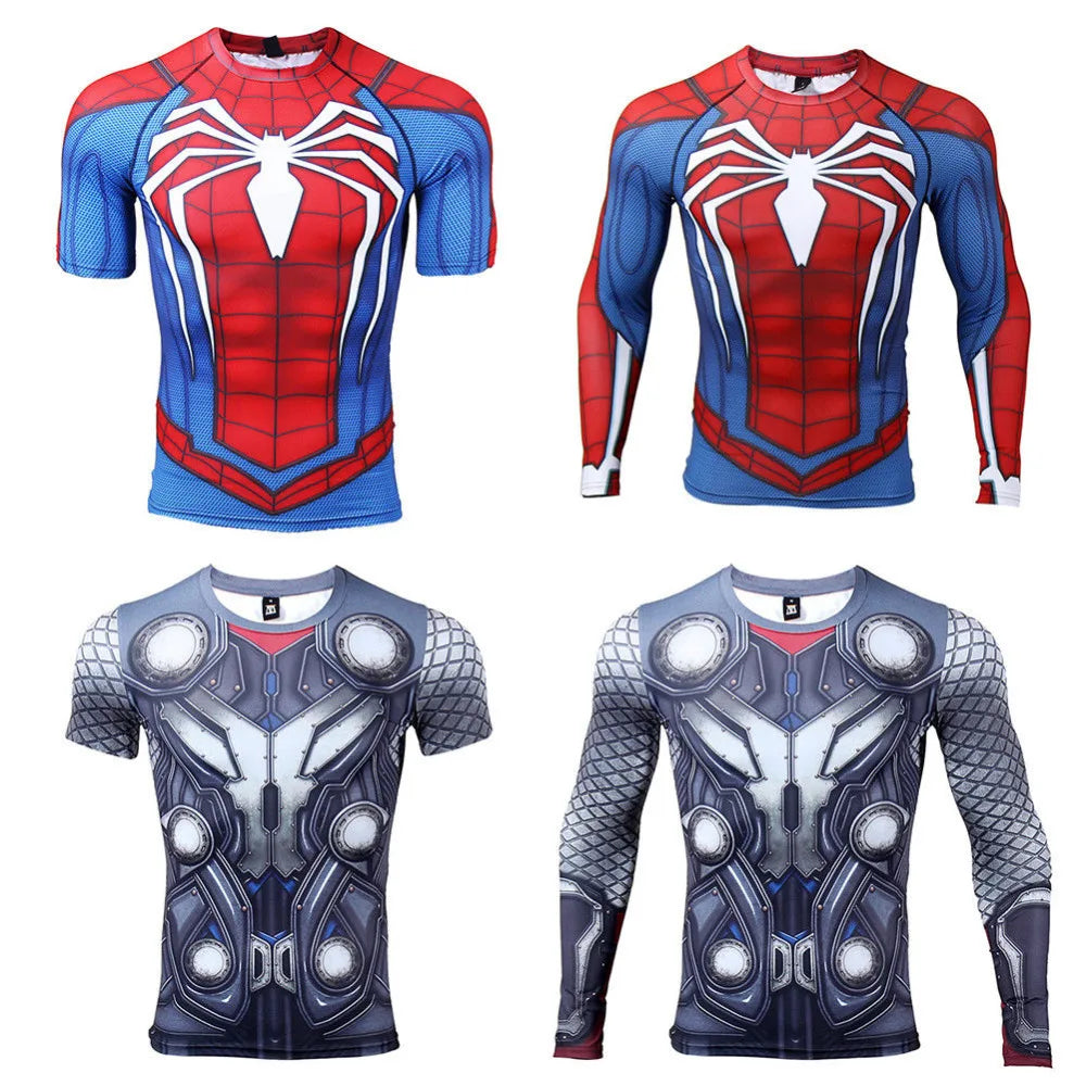 Camisetas con estampado 3D para hombre, camisa de compresión, Cosplay de héroe, camisetas de manga larga, ropa de culturismo para gimnasio y Fitness