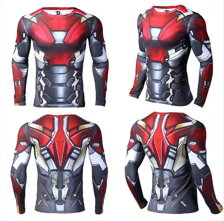 Camisetas con estampado 3D para hombre, camisa de compresión, Cosplay de héroe, camisetas de manga larga, ropa de culturismo para gimnasio y Fitness