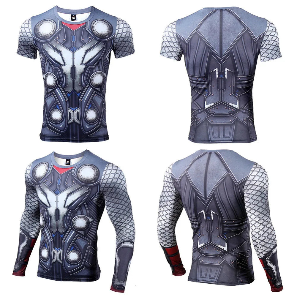 Camisetas con estampado 3D para hombre, camisa de compresión, Cosplay de héroe, camisetas de manga larga, ropa de culturismo para gimnasio y Fitness