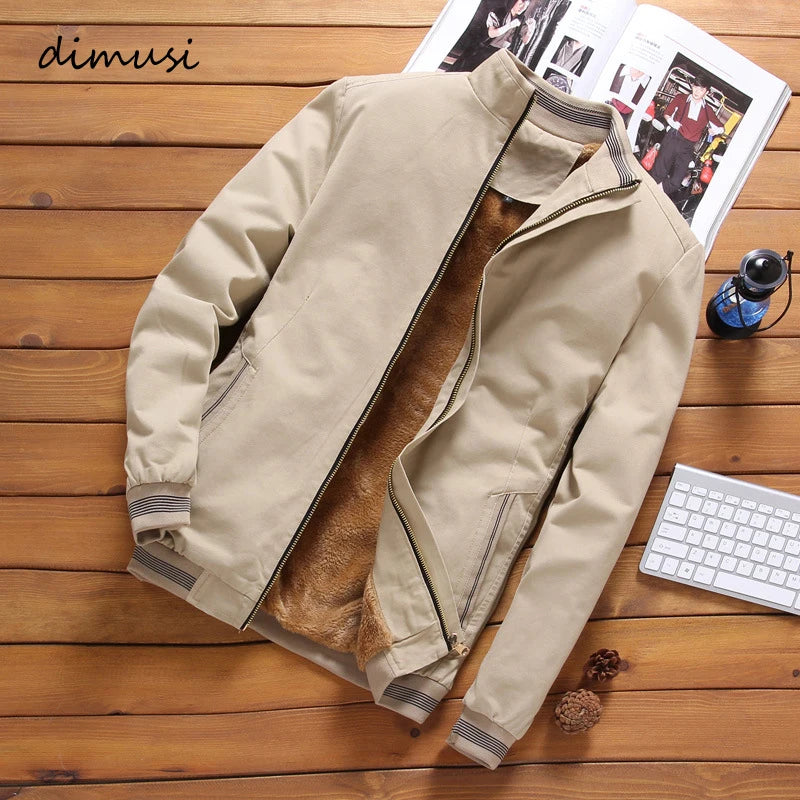 DIMUSI, cazadora de otoño para hombre, prendas de vestir informales para hombre, chaqueta cortavientos gruesa y cálida de lana, abrigos militares de béisbol para hombre, ropa