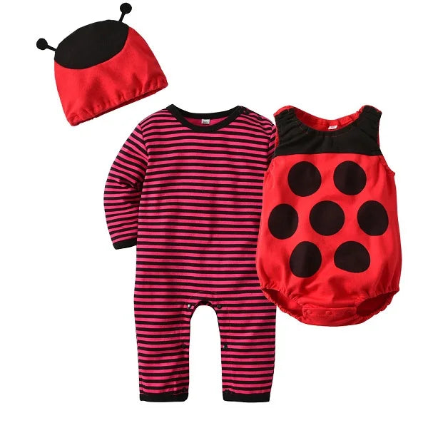 Newborn Baby Boys Girls Sleeveless Bodysuit + Romper Jumpsuit + Hat 3pcs Clothes Set Toddler Baby Outfits Bebe Clothing Suit