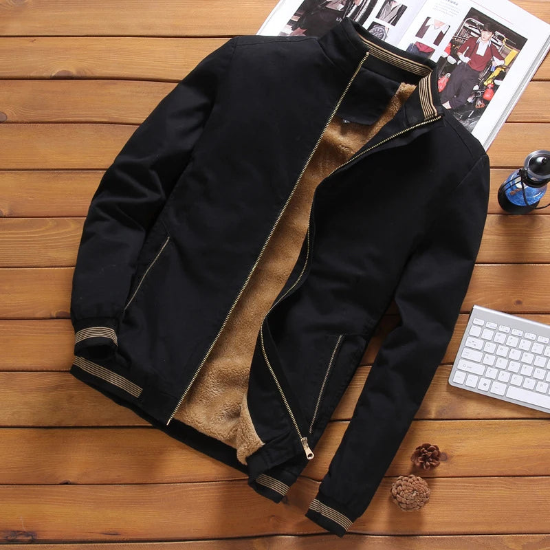 DIMUSI, cazadora de otoño para hombre, prendas de vestir informales para hombre, chaqueta cortavientos gruesa y cálida de lana, abrigos militares de béisbol para hombre, ropa