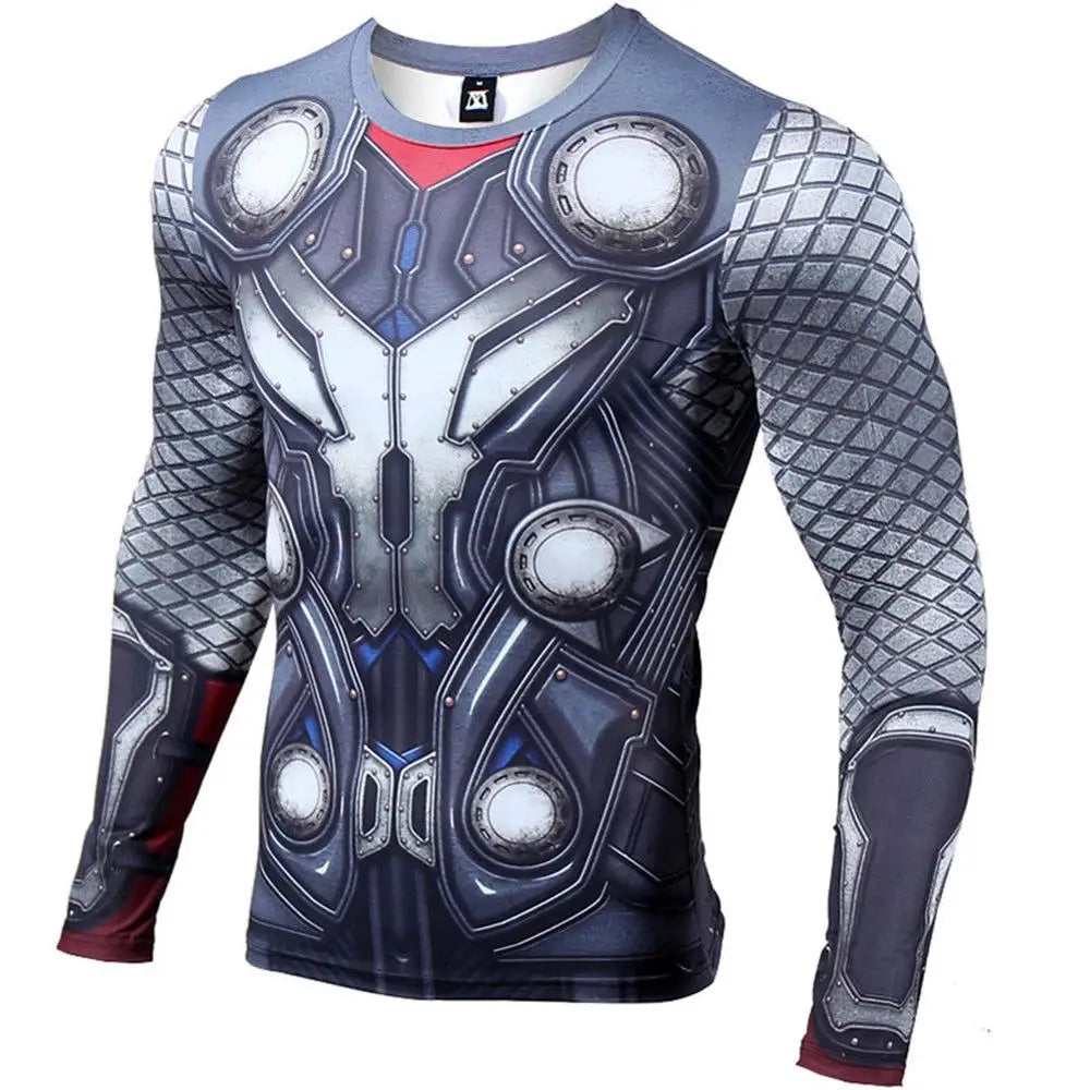 Camisetas con estampado 3D para hombre, camisa de compresión, Cosplay de héroe, camisetas de manga larga, ropa de culturismo para gimnasio y Fitness