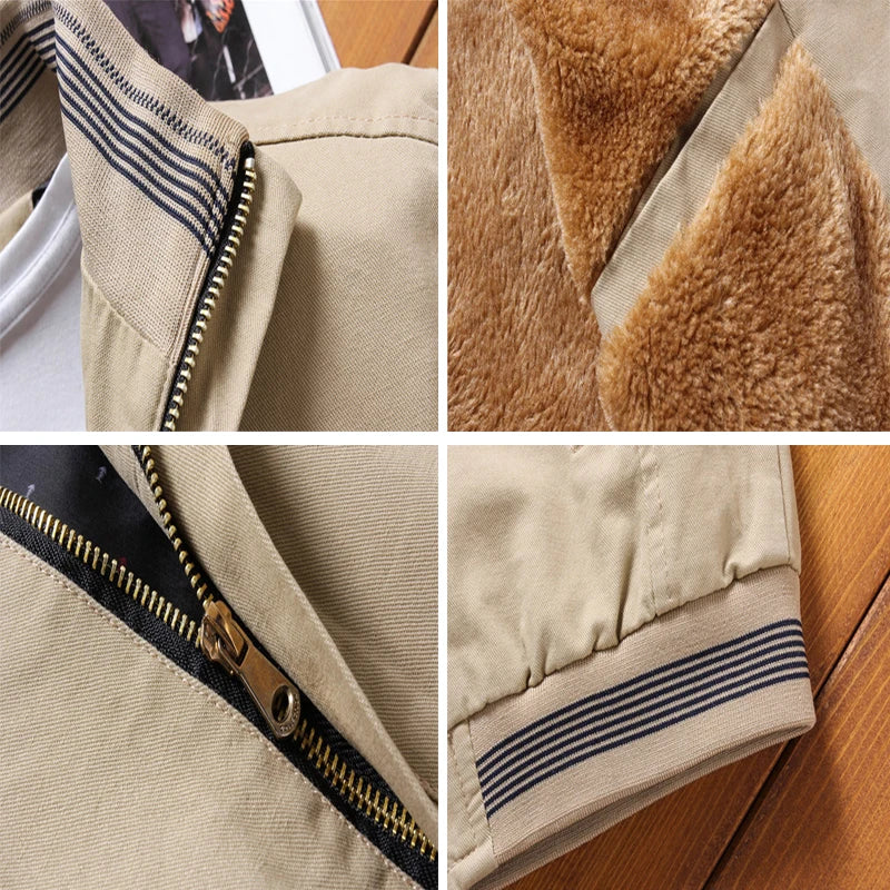 DIMUSI, cazadora de otoño para hombre, prendas de vestir informales para hombre, chaqueta cortavientos gruesa y cálida de lana, abrigos militares de béisbol para hombre, ropa