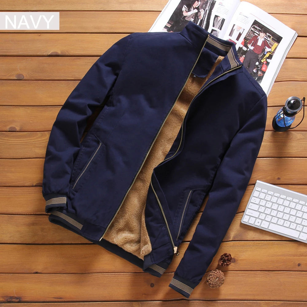 DIMUSI, cazadora de otoño para hombre, prendas de vestir informales para hombre, chaqueta cortavientos gruesa y cálida de lana, abrigos militares de béisbol para hombre, ropa