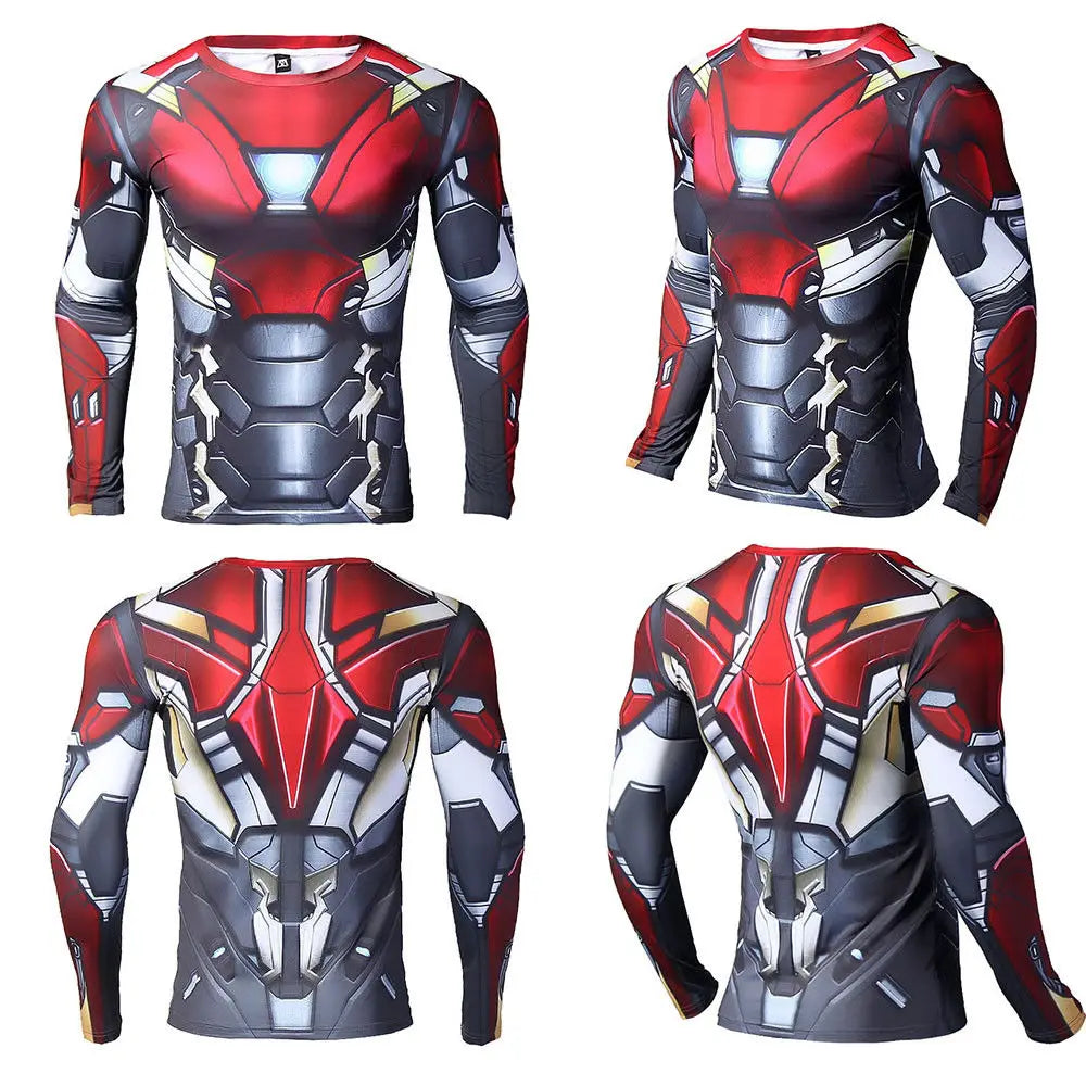 Camisetas con estampado 3D para hombre, camisa de compresión, Cosplay de héroe, camisetas de manga larga, ropa de culturismo para gimnasio y Fitness