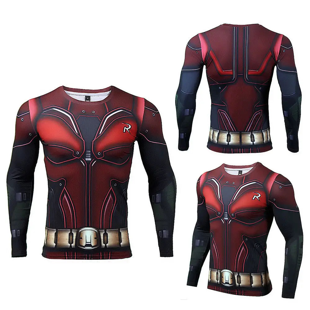 Camisetas con estampado 3D para hombre, camisa de compresión, Cosplay de héroe, camisetas de manga larga, ropa de culturismo para gimnasio y Fitness