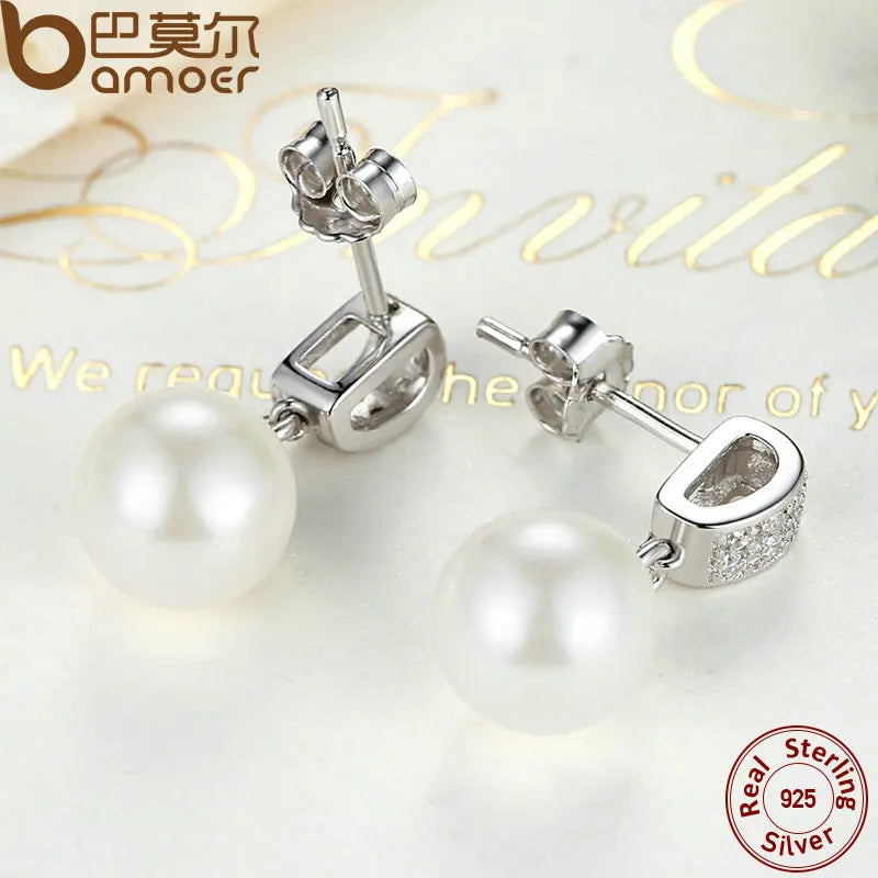 Pendientes colgantes para mujer, joyería fina con perlas, joyería de plata de ley 925, regalo para el día de la madre SCE006