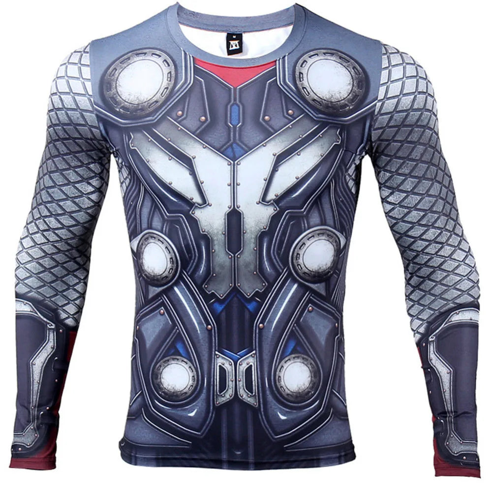 Camisetas con estampado 3D para hombre, camisa de compresión, Cosplay de héroe, camisetas de manga larga, ropa de culturismo para gimnasio y Fitness