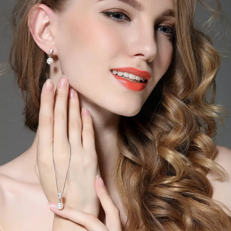 Pendientes colgantes para mujer, joyería fina con perlas, joyería de plata de ley 925, regalo para el día de la madre SCE006
