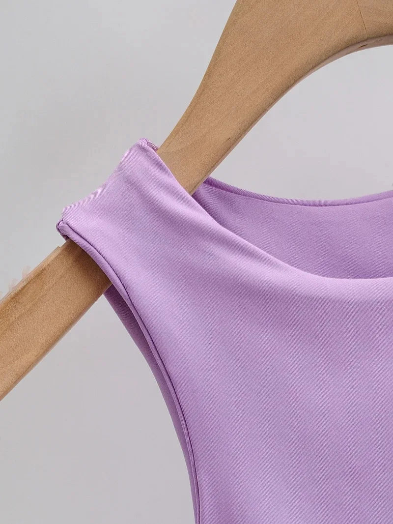 Camisetas ajustadas sexis para mujer, camisetas sin mangas con cuello redondo y doble nailon para mujer, camisetas sin mangas de buena calidad en 6 colores 2023