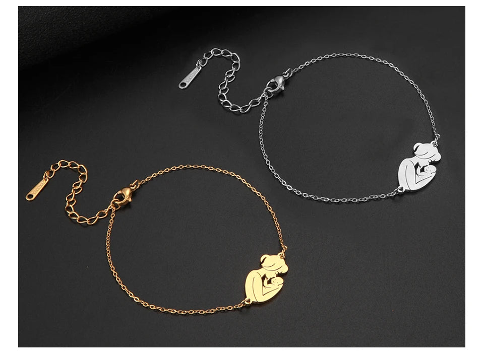Unift Pulsera de cadena de acero inoxidable para mujeres embarazadas, brazalete con colgante para niños, papá, mamá, a la moda, regalo para el día de la madre， pulseras mujer