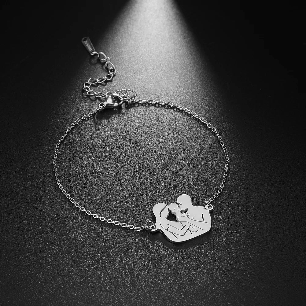 Unift Pulsera de cadena de acero inoxidable para mujeres embarazadas, brazalete con colgante para niños, papá, mamá, a la moda, regalo para el día de la madre， pulseras mujer