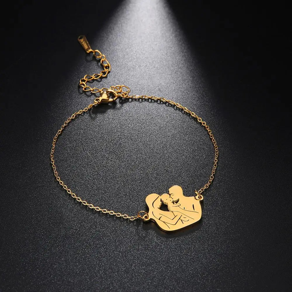 Unift Pulsera de cadena de acero inoxidable para mujeres embarazadas, brazalete con colgante para niños, papá, mamá, a la moda, regalo para el día de la madre， pulseras mujer