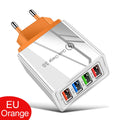Cargador USB 3A, 4 puertos USB, carga rápida 3,0, enchufe UE EE. UU., cargador de teléfono móvil, adaptador de pared, carga rápida portátil para iPhone 16 Pro