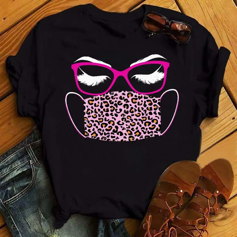 Maycaur moda gráfica mujeres Tops estampado de pestañas Kawaii pestañas mujeres camiseta divertida maquillaje estético camisa Camisas Mujer